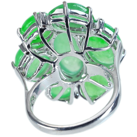 【中古】K18WG JADEITE RING ヒスイリング J14.90ct D0.12ct 9.9g #13.5
