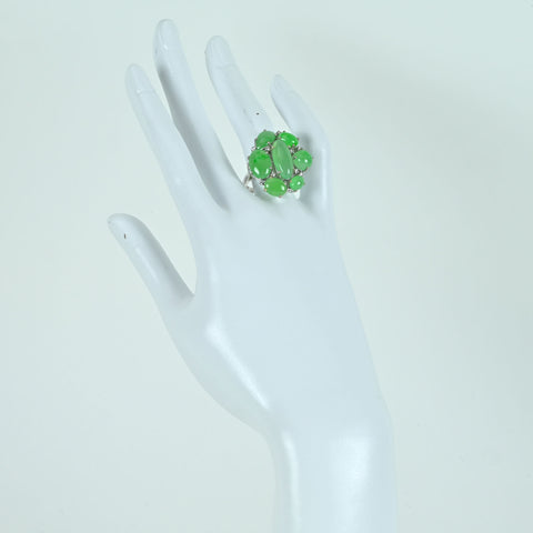 【中古】K18WG JADEITE RING ヒスイリング J14.90ct D0.12ct 9.9g #13.5