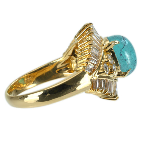 【中古】K18YG PARAIBA TOURMALINE RING パライバトルマリンリング PT2.614ct D1.49ct ソーティング 8.3g # 12