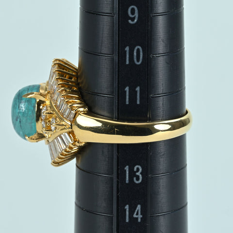 【中古】K18YG PARAIBA TOURMALINE RING パライバトルマリンリング PT2.614ct D1.49ct ソーティング 8.3g # 12