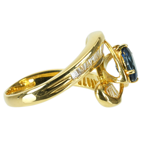 【中古】K18YG SAPPHIRE サファイア RING S1.73ct D0.70ct ソーティング 6.8g #15.5