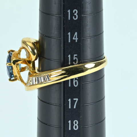 【中古】K18YG SAPPHIRE サファイア RING S1.73ct D0.70ct ソーティング 6.8g #15.5