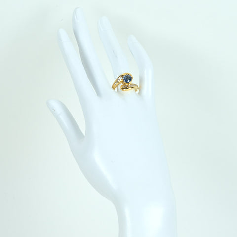 【中古】K18YG SAPPHIRE サファイア RING S1.73ct D0.70ct ソーティング 6.8g #15.5