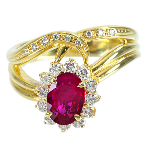 【中古】K18 RUBY ルビーリング RING R1.18ct D0.48ct CGLソーティング 7.6g #17