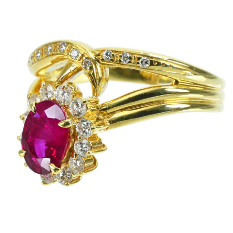【中古】K18 RUBY ルビーリング RING R1.18ct D0.48ct CGLソーティング 7.6g #17