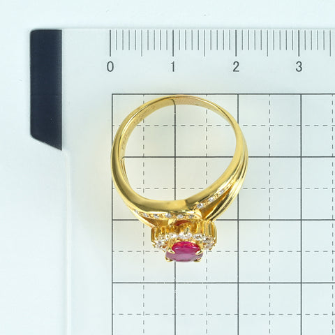 【中古】K18 RUBY ルビーリング RING R1.18ct D0.48ct CGLソーティング 7.6g #17