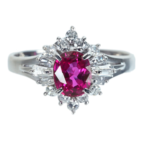 【中古】PT900 RUBY ルビーリング R1.03ct D0.39ct CGLソーティング 5.4g #12