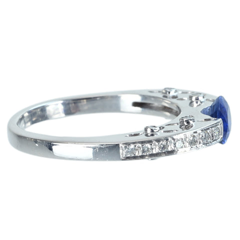【中古】K18WG SAPPHIREサファイアリング S0.95ct D0.27ct 4.4g #13.5