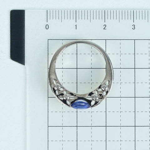 【中古】K18WG SAPPHIREサファイアリング S0.95ct D0.27ct 4.4g #13.5