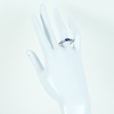 【中古】K18WG SAPPHIREサファイアリング S0.95ct D0.27ct 4.4g #13.5