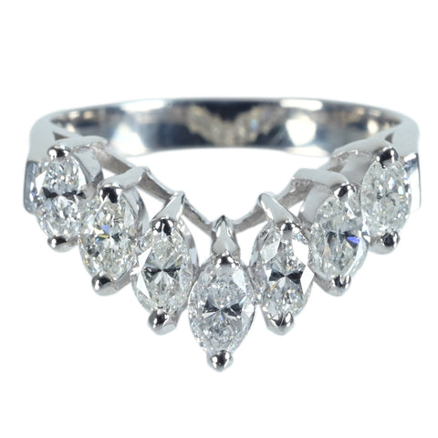 【中古】PT900 DIAMOND ダイヤモンドV字リング D1.03ct 5.5g #11