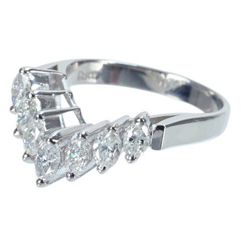 【中古】PT900 DIAMOND ダイヤモンドV字リング D1.03ct 5.5g #11