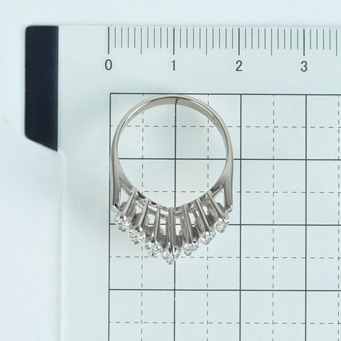 【中古】PT900 DIAMOND ダイヤモンドV字リング D1.03ct 5.5g #11