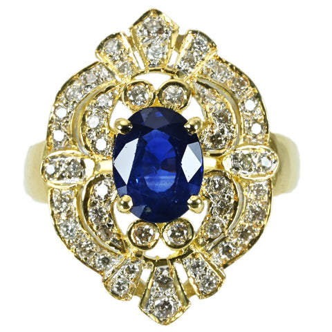 【中古】K18YG SAPPHIRE  サファイアリング RING S1.64ct D0.42ct CGLソーティング 6.6g #11