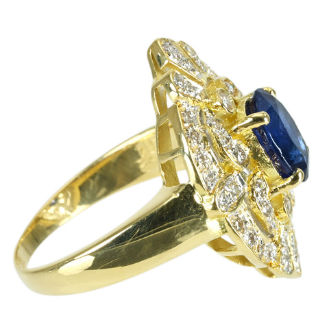 【中古】K18YG SAPPHIRE  サファイアリング RING S1.64ct D0.42ct CGLソーティング 6.6g #11