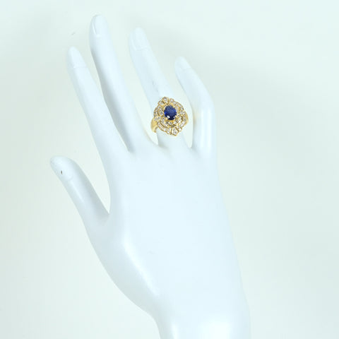 【中古】K18YG SAPPHIRE  サファイアリング RING S1.64ct D0.42ct CGLソーティング 6.6g #11