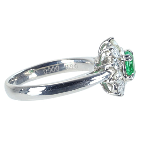 【中古】PT850 EMERALD エメラルドリング RING E0.56ct D0.58ct 4.9g #10.5