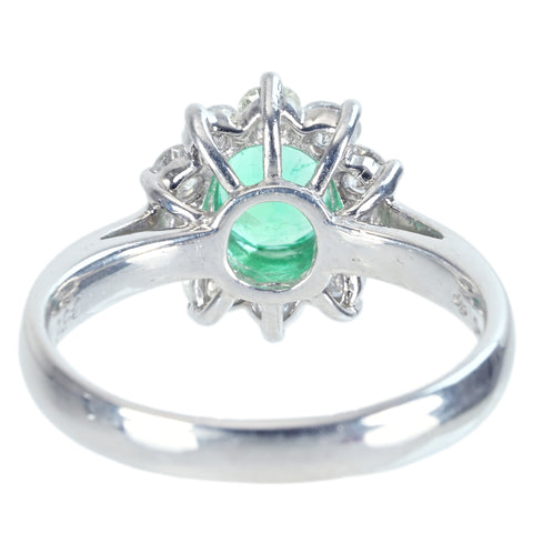 【中古】PT850 EMERALD エメラルドリング RING E0.56ct D0.58ct 4.9g #10.5