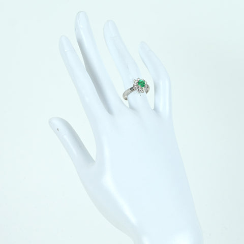【中古】PT850 EMERALD エメラルドリング RING E0.56ct D0.58ct 4.9g #10.5