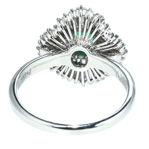 【中古】PT900 EMERALD RING エメラルドリング E0.96ct D1.46ct 7.4g #14