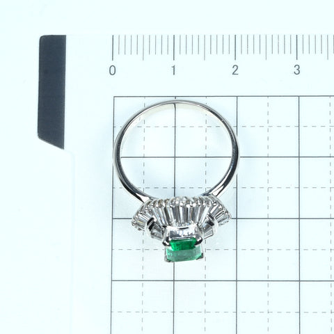 【中古】PT900 EMERALD RING エメラルドリング E0.96ct D1.46ct 7.4g #14