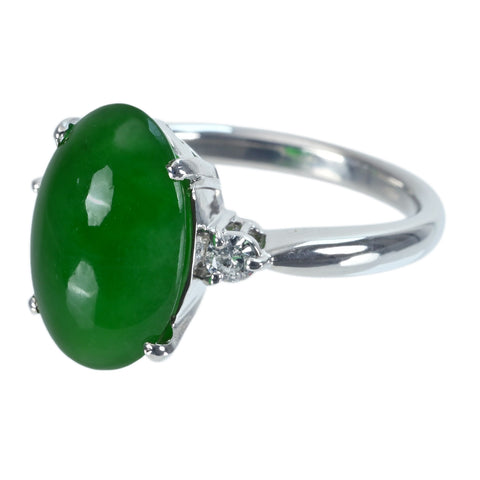 【中古】PT900 JADEITEヒスイリング RING J5.606ct D0.11ct ソーティング 6.5g #10