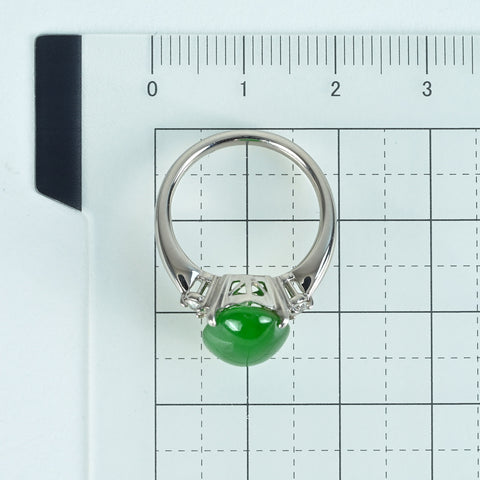 【中古】PT900 JADEITEヒスイリング RING J5.606ct D0.11ct ソーティング 6.5g #10