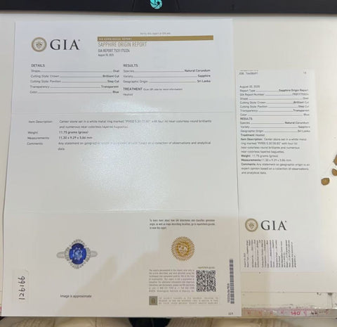 【中古】PT900 SAPPHIRE RING スリランカ産サファイアリング S5.30ct D0.82ct GIA鑑別書 CGLソーティング 9.9g #19