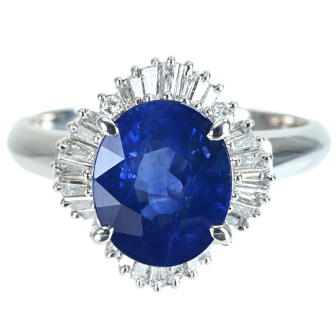 【中古】PT900 SAPPHIRE RING スリランカ産サファイアリング S5.30ct D0.82ct GIA鑑別書 CGLソーティング 9.9g #19