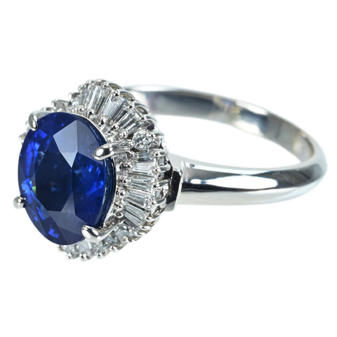 【中古】PT900 SAPPHIRE RING スリランカ産サファイアリング S5.30ct D0.82ct GIA鑑別書 CGLソーティング 9.9g #19