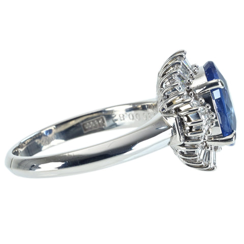 【中古】PT900 SAPPHIRE RING スリランカ産サファイアリング S5.30ct D0.82ct GIA鑑別書 CGLソーティング 9.9g #19