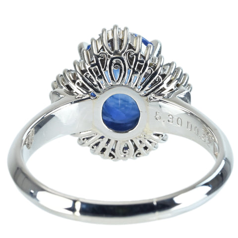 【中古】PT900 SAPPHIRE RING スリランカ産サファイアリング S5.30ct D0.82ct GIA鑑別書 CGLソーティング 9.9g #19