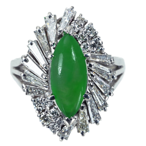 【中古】PT900 JADEITE ヒスイリング RING J1.483ct D1.16ct 日本宝石科学協会ソーティング 8.5g #8