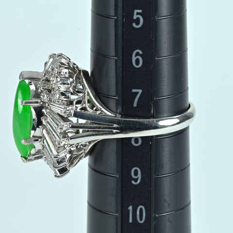 【中古】PT900 JADEITE ヒスイリング RING J1.483ct D1.16ct 日本宝石科学協会ソーティング 8.5g #8