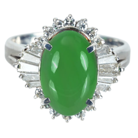 【中古】PT900 JADEITE ヒスイリング RING D0.72ct CGLソーティング 8.3g #11