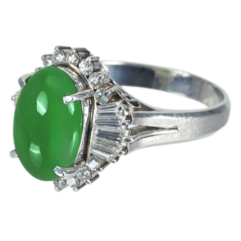 【中古】PT900 JADEITE ヒスイリング RING D0.72ct CGLソーティング 8.3g #11