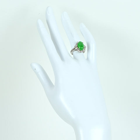 【中古】PT900 JADEITE ヒスイリング RING D0.72ct CGLソーティング 8.3g #11