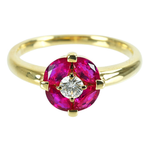 【中古】K18YG RUBY RING ルビー・ダイヤモンドリング R0.79ct D0.13ct 3.5g #10