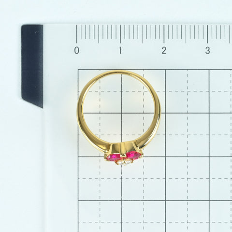 【中古】K18YG RUBY RING ルビー・ダイヤモンドリング R0.79ct D0.13ct 3.5g #10