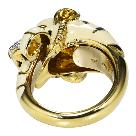 【中古】K18YG / ENAMEL DIAMOND /EMERALD RING ダイヤモンド・エメラルドリング 鑑別 21.8g #17.5