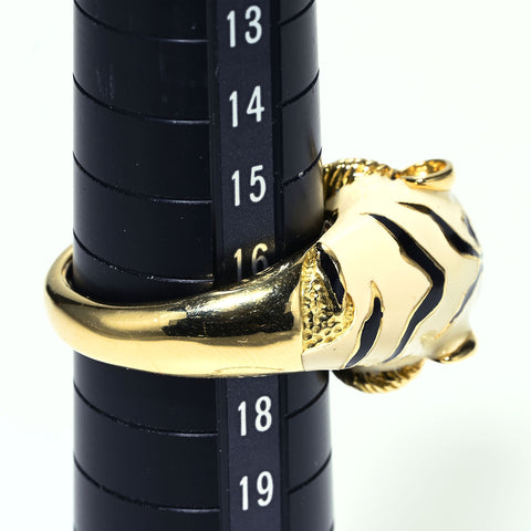 【中古】K18YG / ENAMEL DIAMOND /EMERALD RING ダイヤモンド・エメラルドリング 鑑別 21.8g #17.5