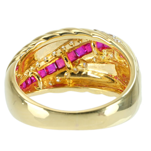 [Used] 18K Yellow Gold Ruby Ring, 9.2g, #14 