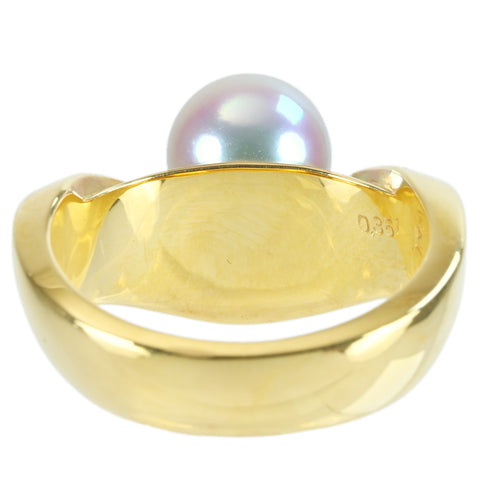 【中古】 K18YG AKOYA PEARL RING アコヤパールリング P8.0mm D0.361ct 12.9g #14