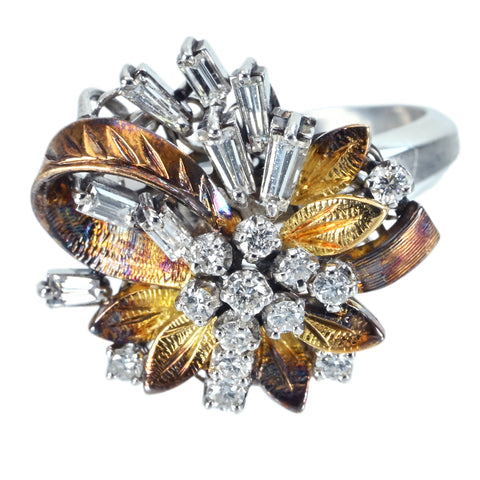 【中古】PT900/K18YG DIAMOND ダイヤモンドリング RING D0.59ct 8.1g #8.5