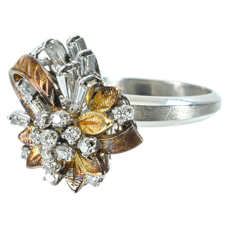 【中古】PT900/K18YG DIAMOND ダイヤモンドリング RING D0.59ct 8.1g #8.5