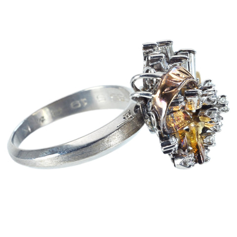 【中古】PT900/K18YG DIAMOND ダイヤモンドリング RING D0.59ct 8.1g #8.5
