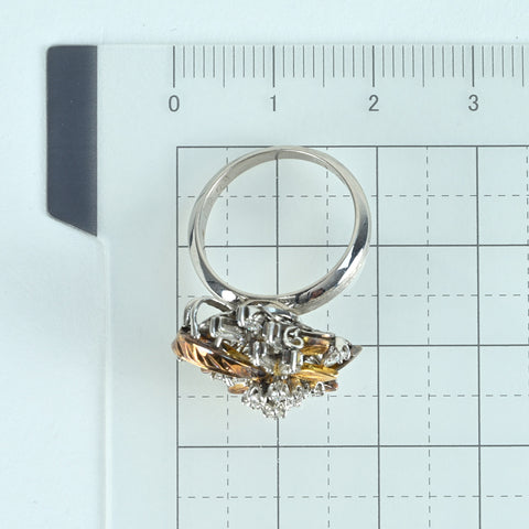 【中古】PT900/K18YG DIAMOND ダイヤモンドリング RING D0.59ct 8.1g #8.5