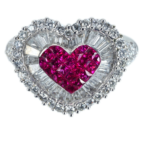 【中古】K18WG RUBY DIAMOND RING ルビー・ダイヤモンドリング 7.9g #10