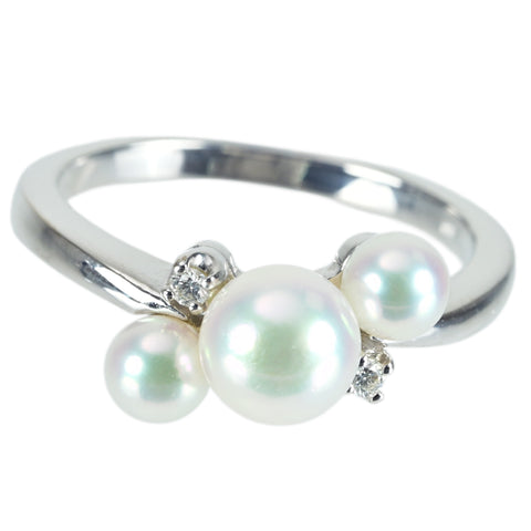 【中古】MIKIMOTO ミキモト K18WG AKOYA PEARLアコヤパールリング 4.1-6.2mm 4.2g #13 ONE PRICE