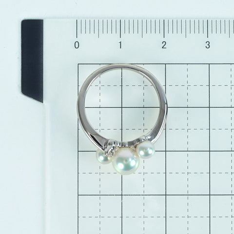 【中古】MIKIMOTO ミキモト K18WG AKOYA PEARLアコヤパールリング 4.1-6.2mm 4.2g #13 ONE PRICE